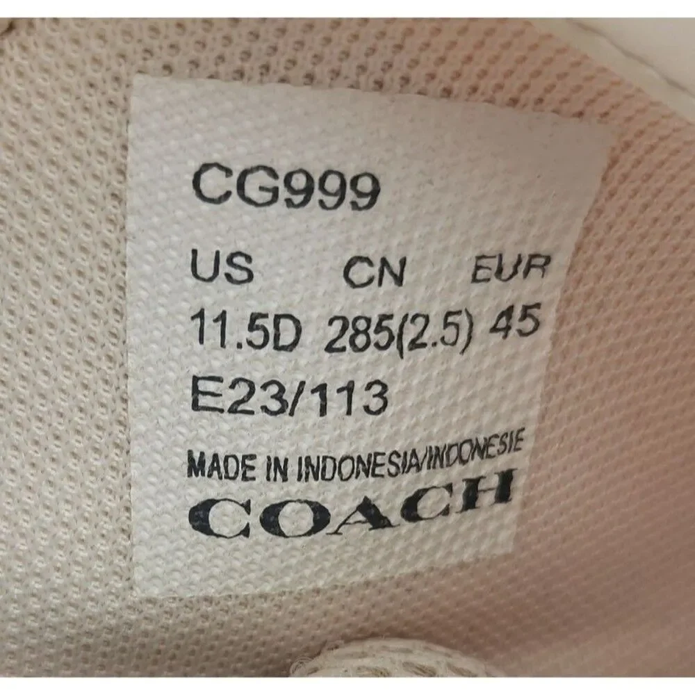 Coach Signature Low Sneakers Mens Sz 11.5 D White Leather Lifestyle Shoes CG999